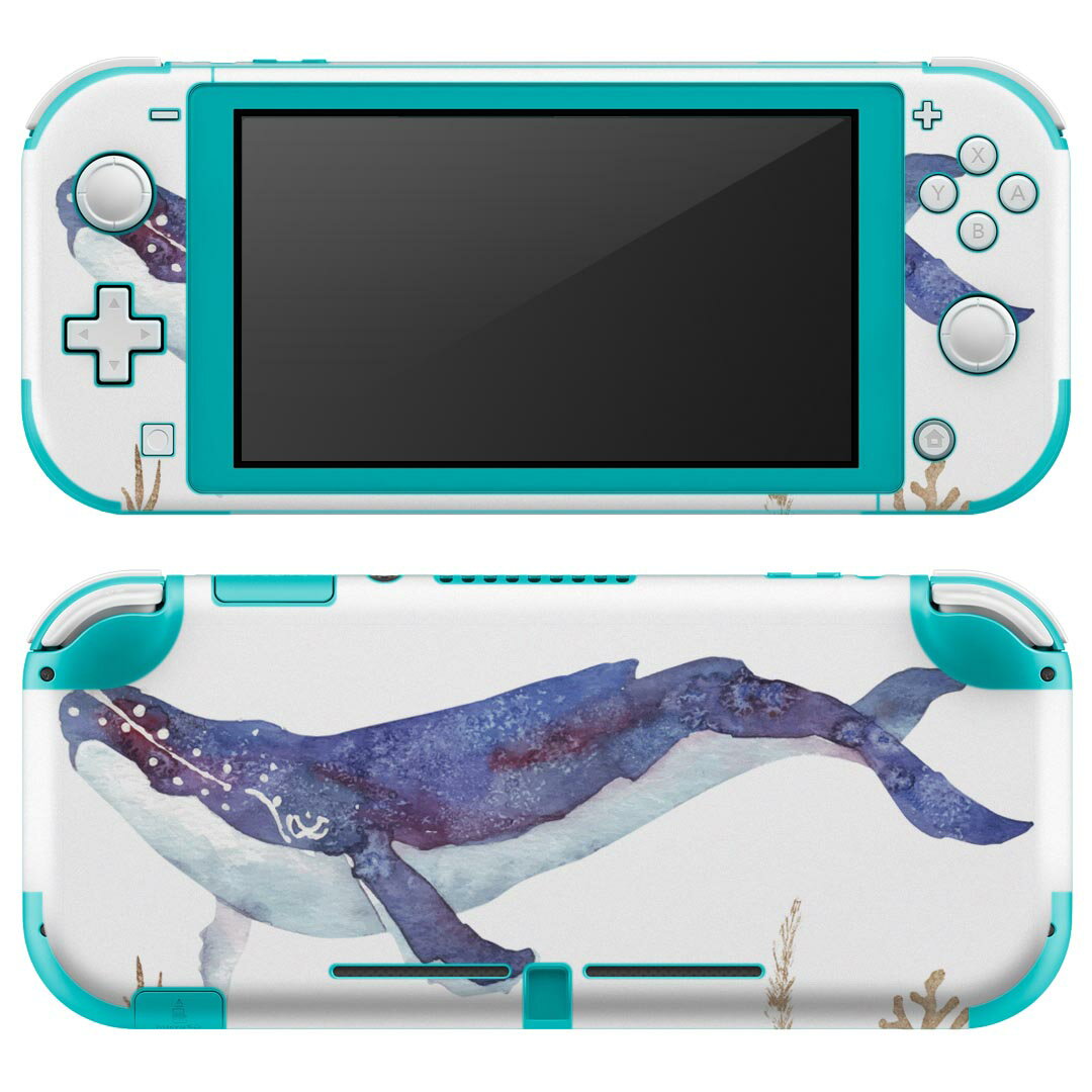 igsticker Nintendo Switch Lite 専用 デザインスキンシール 全面 ニンテンドー スイッチ ライト 専用 ゲーム機 カバー アクセサリー フィルム ステッカー エアフリー 017806 海の中　 くじら　海の中　魚