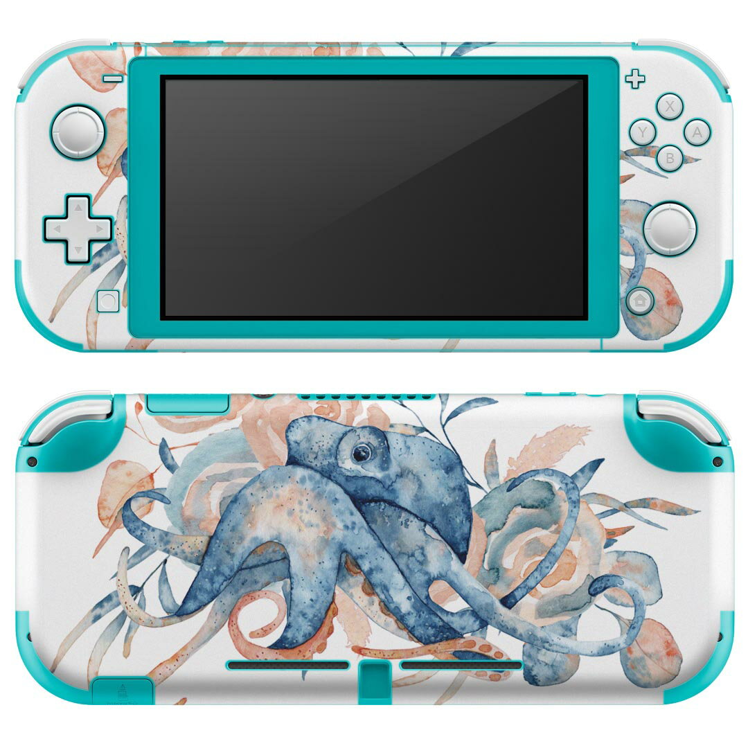 igsticker Nintendo Switch Lite 専用 デザインスキンシール 全面 ニンテンドー スイッチ ライト 専用 ゲーム機 カバー アクセサリー フィルム ステッカー エアフリー 017852 海の中 Underwater　タコ　海の中