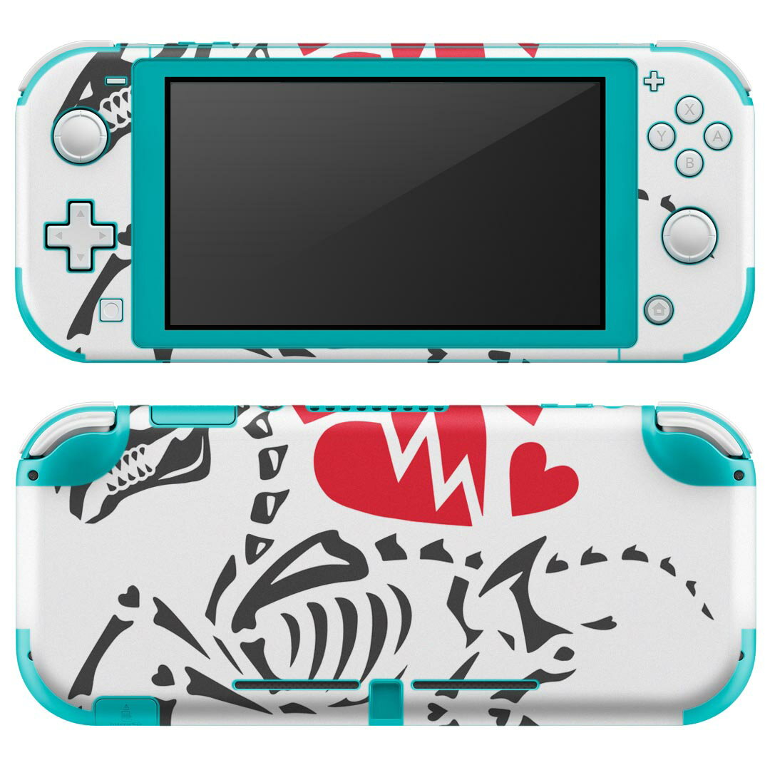 igsticker Nintendo Switch Lite 専用 デザインスキンシール 全面 ニンテンドー スイッチ ライト 専用 ゲーム機 カバー アクセサリー フィルム ステッカー エアフリー 019896 デザイン 骨 馬 ハート