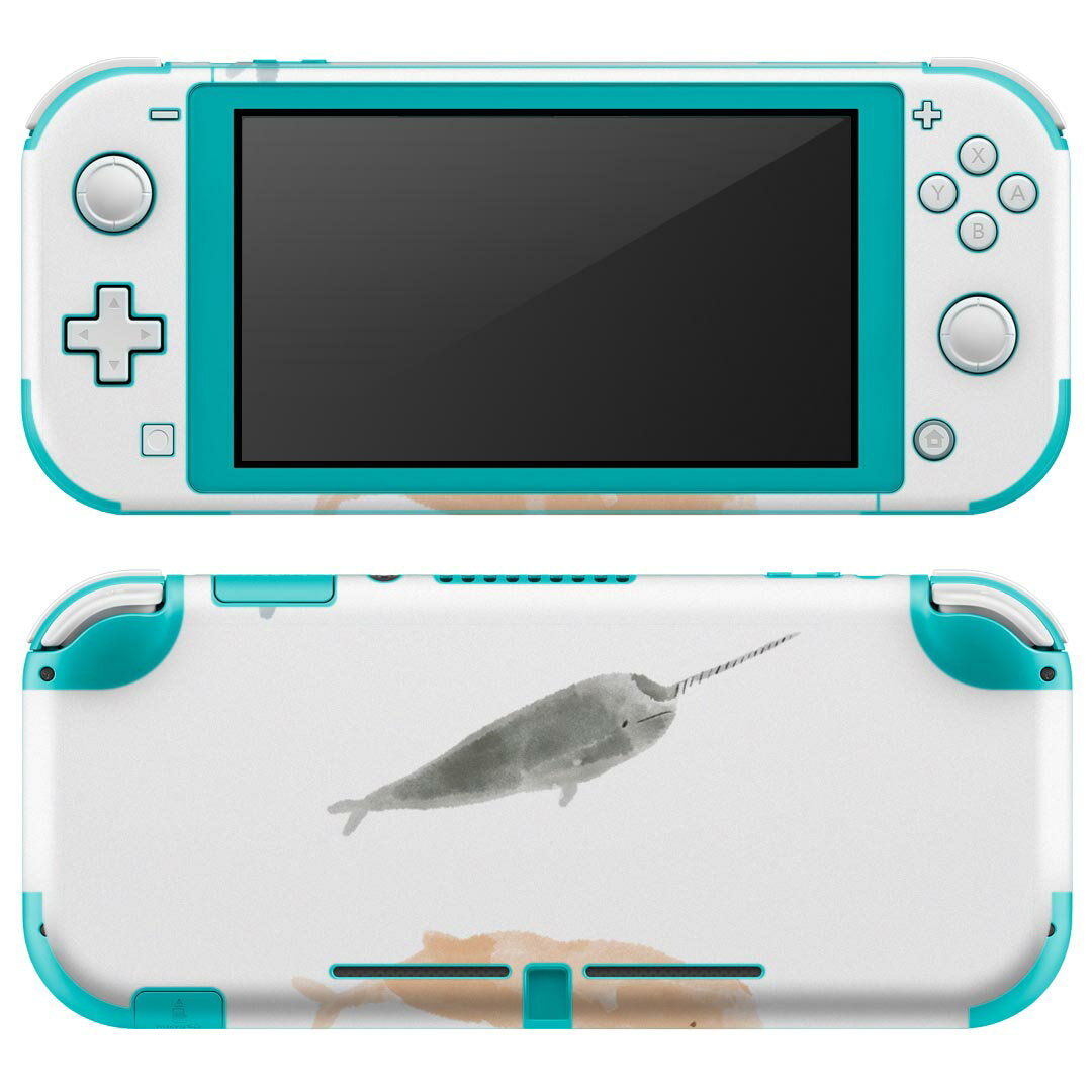 igsticker Nintendo Switch Lite 専用 デザインスキンシール 全面 ニンテンドー スイッチ ライト 専用 ゲーム機 カバー アクセサリー フィルム ステッカー エアフリー 019914 海の生物 くじら イッカク いるか
