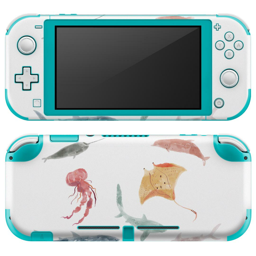 igsticker Nintendo Switch Lite 専用 デザインスキンシール 全面 ニンテンドー スイッチ ライト 専用 ゲーム機 カバー アクセサリー フィルム ステッカー エアフリー 019916 海の生物 海の生物 かわいい