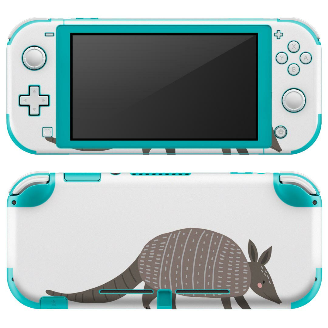 igsticker Nintendo Switch Lite 専用 デザインスキンシール 全面 ニンテンドー スイッチ ライト 専用 ゲーム機 カバー アクセサリー フィルム ステッカー エアフリー 019932 動物 アルファベット A armadillo アルマジロ