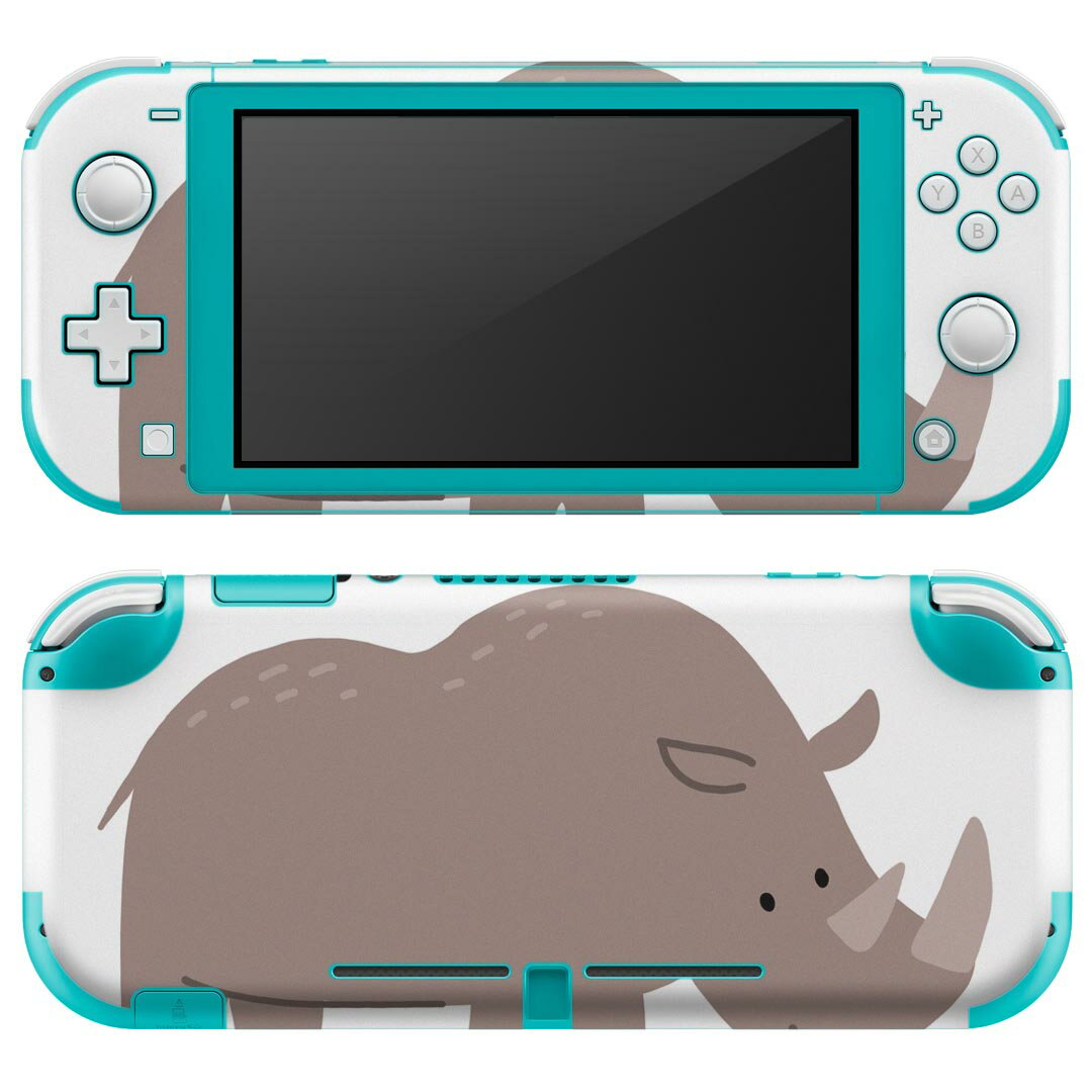 igsticker Nintendo Switch Lite 専用 デザインスキンシール 全面 ニンテンドー スイッチ ライト 専用 ゲーム機 カバー アクセサリー フィルム ステッカー エアフリー 019951 動物 アルファベット R rhinoceros サイ