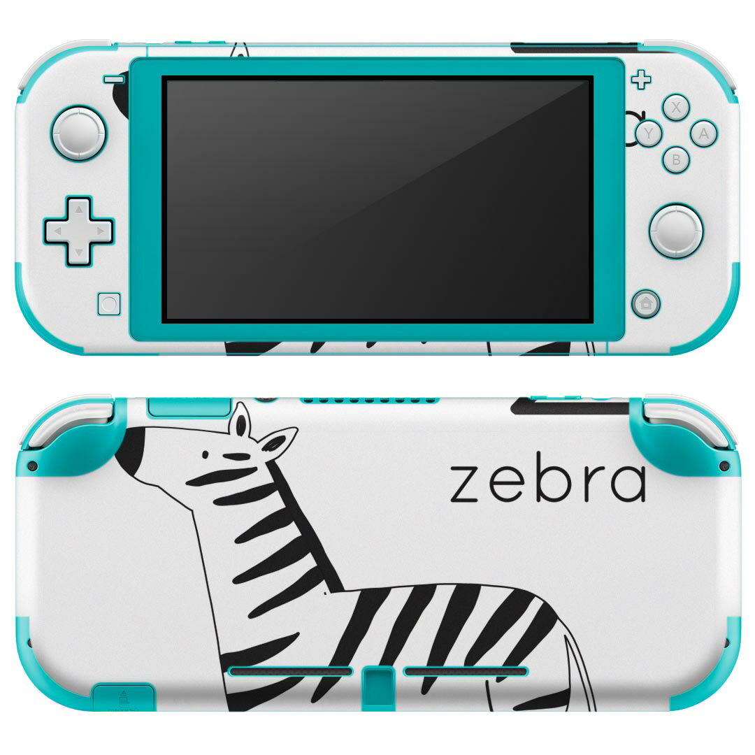 igsticker Nintendo Switch Lite 専用 デザインスキンシール 全面 ニンテンドー スイッチ ライト 専用 ゲーム機 カバー アクセサリー フィルム ステッカー エアフリー 019959 動物 アルファベット Z zebra シマウマ
