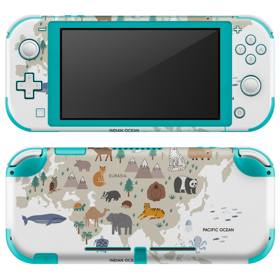 igsticker Nintendo Switch Lite 専用 デザインスキンシール 全面 ニンテンドー スイッチ ライト 専用 ゲーム機 カバー アクセサリー フィルム ステッカー エアフリー 019960 動物 eurasia map 動物 地図