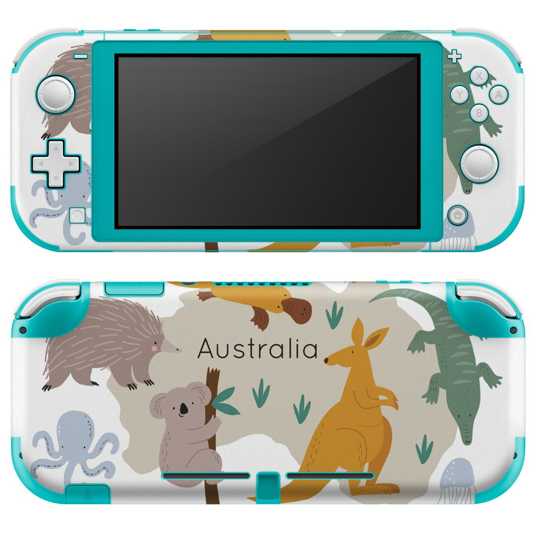 igsticker Nintendo Switch Lite 専用 デザインスキンシール 全面 ニンテンドー スイッチ ライト 専用 ゲーム機 カバー アクセサリー フィルム ステッカー エアフリー 019965 動物 Australia map 動物 地図