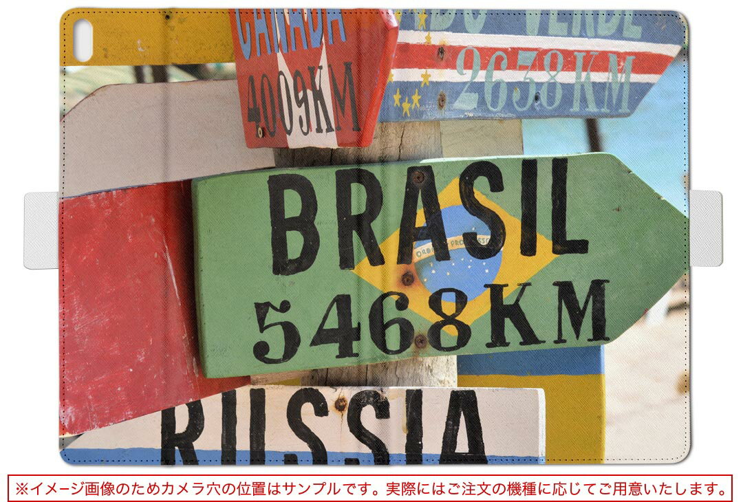 KYT32 Qua tab QZ8 用 タブレット ケース quatabqz8 Mサイズ 手帳型 タブレットケース カバー レザー フリップ ダイアリー 二つ折り 革 023768 カラフル　看板　写真