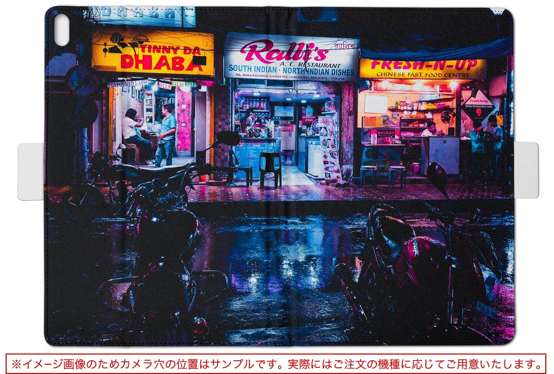 T2 7.0 SIM Huawei 用 タブレット ケース MediaPad T2 7.0 メディアパッド Pro Sサイズ 手帳型 タブレットケース カバー レザー フリップ ダイアリー 二つ折り 革 025696 ネオン　夜　街 2