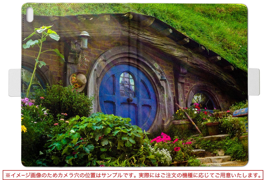 LAVIE Tab T10d 用 タブレット ケース docomo ドコモ Lサイズ 手帳型 タブレットケース カバー レザー フリップ ダイアリー 二つ折り 革 025786 植物　ドア　花　木