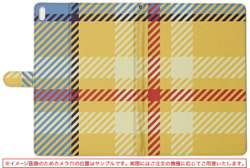 m-Tab MouseComputer マウスコンピューター ラヴパッド mtabice1000wn Lサイズ 手帳型 タブレットケース カバー レザー フリップ ダイアリー 二つ折り 革 チェック・ボーダー チェック 模様 黄色 イエロー 007431