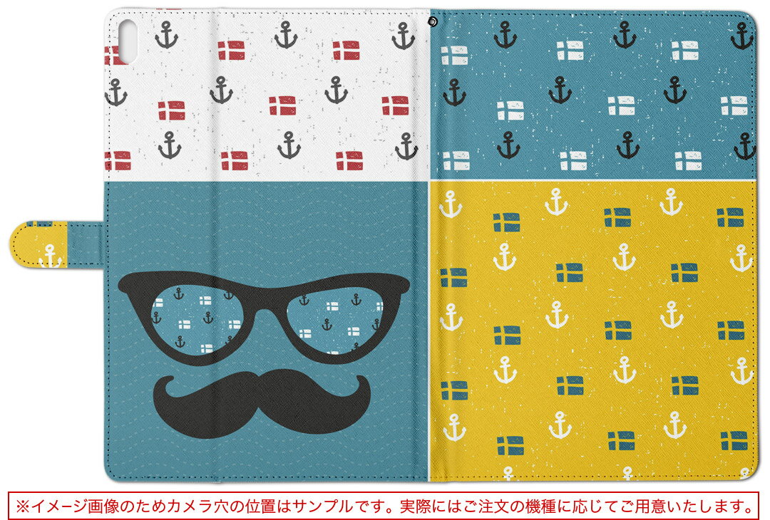iPad mini 4 Apple ipadmini4 Mサイズ 手帳型 タブレットケース カバー レザー フリップ ダイアリー 二つ折り 革 012750 サングラス　ヒゲ　いかり
