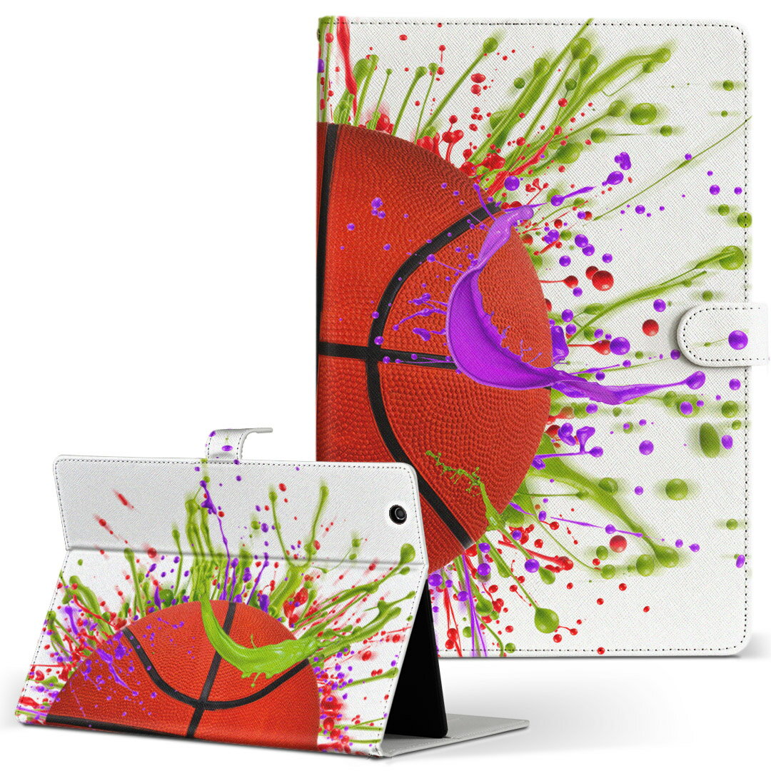 LAVIE Tab T10d 用 タブレット ケース docomo ドコモ Lサイズ 手帳型 タブレットケース カバー レザー フリップ ダイアリー 二つ折り 革 002907 スポーツ シンプル カラフル