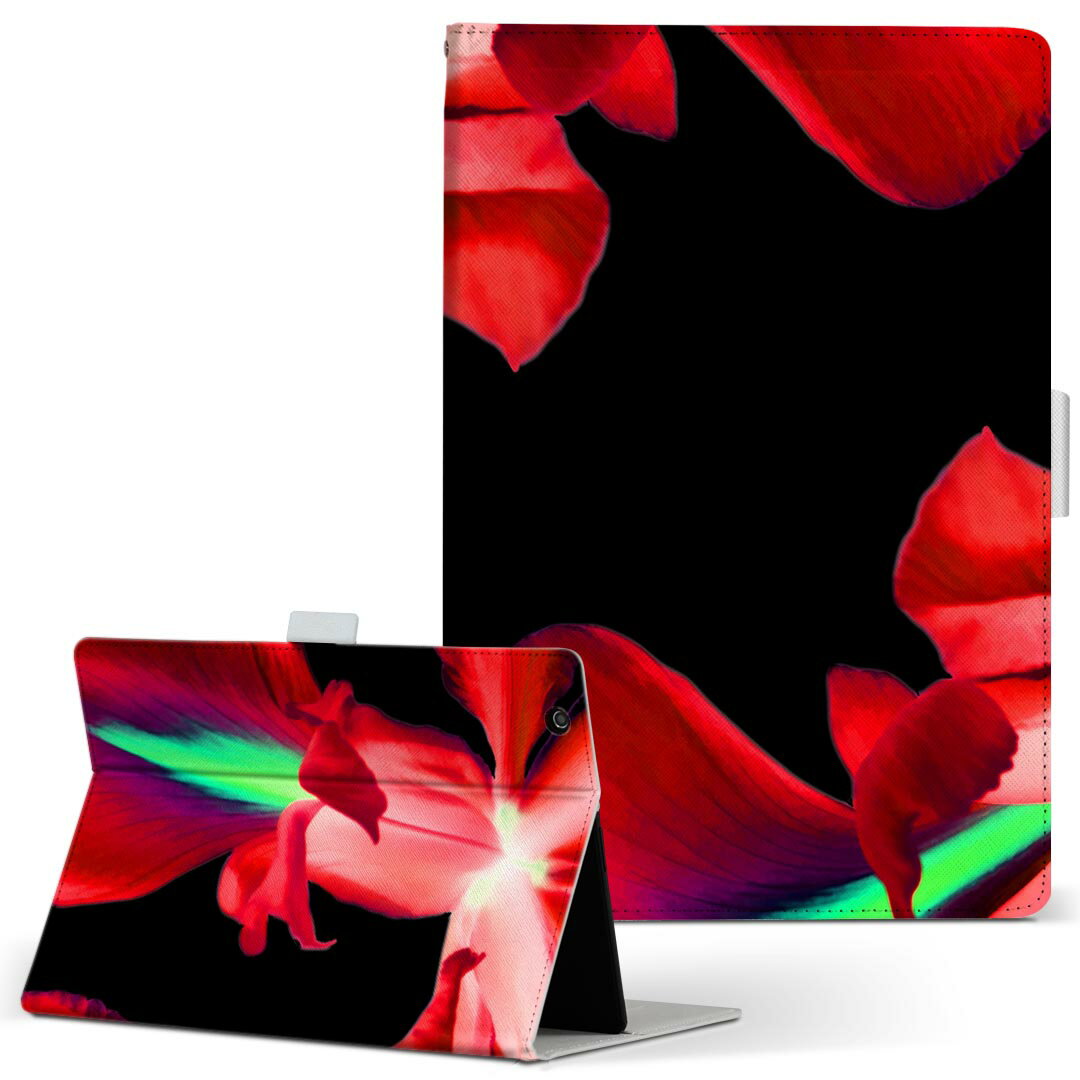 デザイン タブレットケース 手帳型 タブレット カバー レザー フリップ ダイアリー 二つ折り 革 023340 花　フラワー