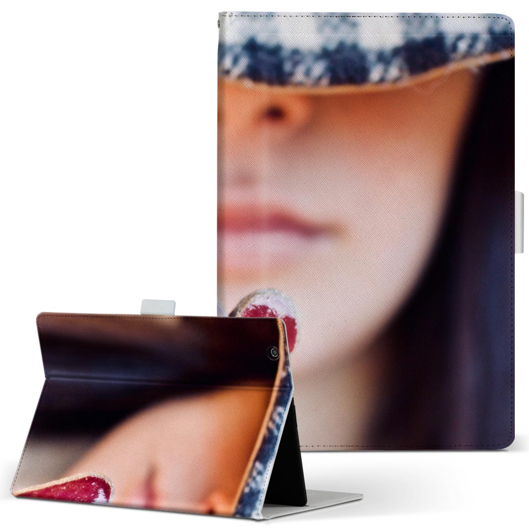 LAVIE Tab T10d 用 タブレット ケース docomo ドコモ Lサイズ 手帳型 タブレットケース カバー レザー フリップ ダイアリー 二つ折り 革 023430 ハート 人物 写真