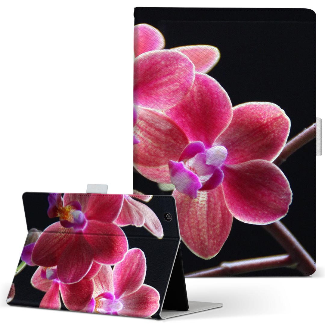 乐天商城 - KYT32 Qua tab QZ8 用 タブレット ケース quatabqz8 Mサイズ 手帳型 タブレットケース カバー レザー フリップ ダイアリー 二つ折り 革 023629 花　フラワー