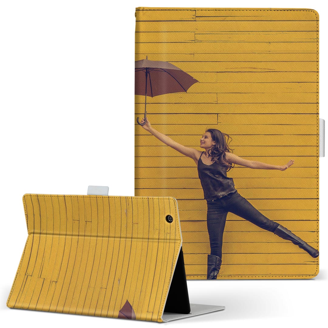 T2 7.0 SIM Huawei 用 タブレット ケース MediaPad T2 7.0 メディアパッド Pro Sサイズ 手帳型 タブレットケース カバー レザー フリップ ダイアリー 二つ折り 革 023979 傘　人物　女性