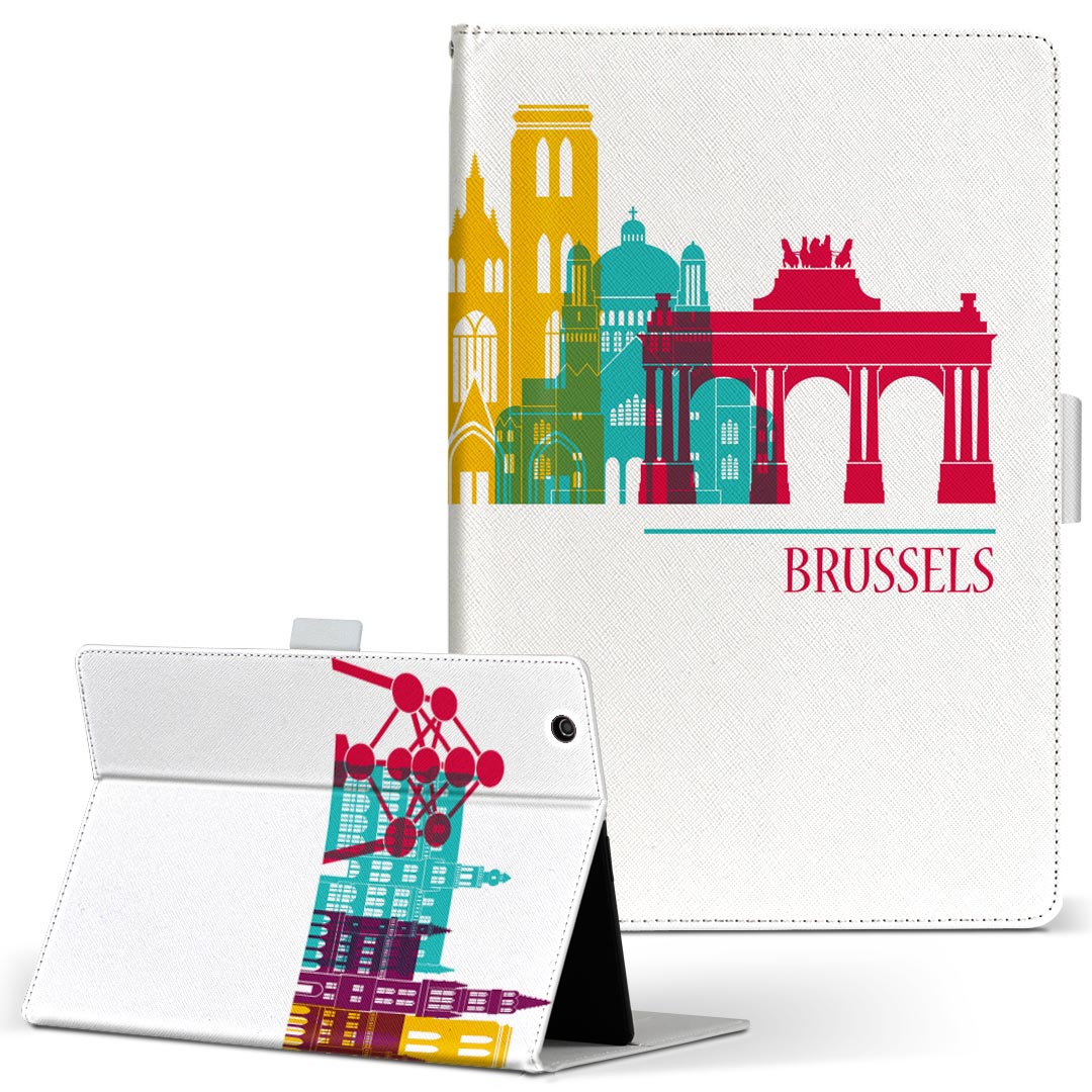 Fire HD 10 専用 タブレット ケース FireHD10 (第7世代・2017年リリース) Lサイズ 手帳型 タブレットケース カバー レザー フリップ ダイアリー 二つ折り 革 031736 ブラジル おしゃれ ビル