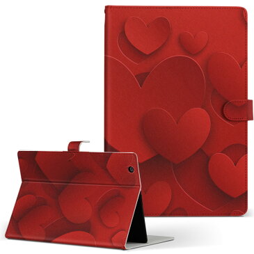 m-Tab MouseComputer マウスコンピューター ラヴパッド mtabice1000wn Lサイズ 手帳型 タブレットケース カバー レザー フリップ ダイアリー 二つ折り 革 ラブリー 赤 レッド ハート 005706