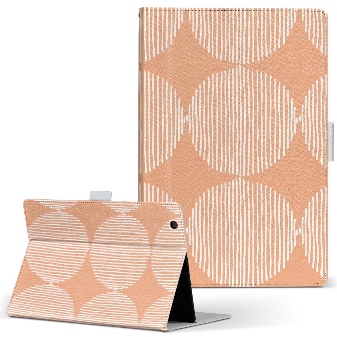 商品特徴・高品質な人工革に継ぎ目のないシームレスな全面デザイン。・業務用の特殊印刷機を使用した高精細プリント。さらにUV加工を施しダメージに強い仕上がり。・動画などの視聴に便利なスタンド機能。・内側に便利なカードスロット＆ロングポケット。・マグネットフリップ機能で開け閉めカンタン。・内側の粘着部に直接端末を貼り付けるだけの簡単装着。繰り返しの付け外しもOK。注意事項商品画像はサンプルイメージですので、お使いのモニターやスマホの液晶によっては多少色味に違いを感じる場合があります。またこちらは白い無地の人工革にデザインをプリントした商品です。商品によっては凹凸や光沢、デコなどの加工があるように見えたり、布地や金属を素材にしたように見える商品もありますが、これらはデザインの図版によるものです。イメージと違った、モニターと色味が異なるなどの理由による交換や返金はご対応できかねます。当店では複数サイズ用意している素材カバーからご注文の機種に一番近いサイズでご用意していますが、お使いのタブレットによっては端末とカバーの間に多少の余白が生じます。ご注文の前に、商品ページに掲載のカバーサイズとお手持ちの端末のサイズを比較・確認してください。こちらはレザーカバー内面の接着部にタブレット端末を直接貼り付けてお使い頂く商品です。レザーカバーのみの販売で、タブレット端末やハードケースは付属しません。ケースを装着したままのスタンド（クレードル）充電やワイヤレス充電（置くだけ充電）は対応していません。商品完成後すぐに発送していますため、印刷・UV加工独特の匂いが残る場合があります。お使い頂くうちに匂いは消えますが、気になる場合は風通しの良い場所に数日置いてください。ご注文後に1点1点制作する受注生産品のため、不良品以外のご返品や交換は固くお断り致します。サイズの選択間違いも保証対象外となりますため、ご注文の際は必ずお使いの端末とご注文のサイズをご確認下さい。発送について迅速な発送のためご入金確認のメールは控えております。発送予定日が分かり次第ご連絡を差し上げますので、こちらを入金確認に替えさせて頂きます。基本的には決済確認後、3〜10営業日前後での発送となります。繁忙期や休業日明けの場合はさらに時間がかかる場合があります。メール便の場合、到着までに2〜4日ほどかかる場合が多く、紛失などの保障もご対応できかねますのでご了承の上お選び下さい。