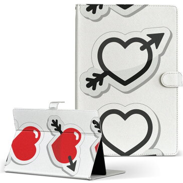 SH-06F AQUOS PAD アクオスパッド sh06f Sサイズ 手帳型 タブレットケース カバー 全機種対応有り レザー フリップ ダイアリー 二つ折り 革 その他 ハート イラスト 006568