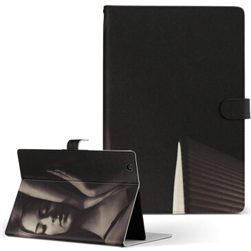 LuvPad WN101P WN101-P MouseComputer マウスコンピューター LuvPad ラヴパッド luvpadwn101p LLサイズ 手帳型 タブレットケース カバー レザー フリップ ダイアリー 二つ折り 革 写真・風景 写真 人物 黒 ブラック 007356