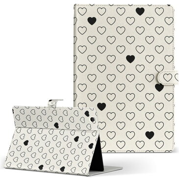 SH-06F AQUOS PAD アクオスパッド sh06f Sサイズ 手帳型 タブレットケース カバー 全機種対応有り レザー フリップ ダイアリー 二つ折り 革 チェック・ボーダー 白黒 ハート 模様 007511