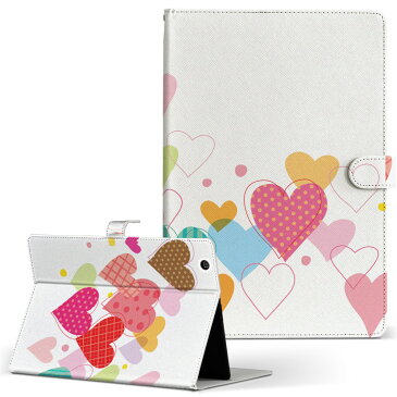 Huawei MediaPad M3 Lite メディアパッド m3litemdpd Mサイズ 手帳型 タブレットケース カバー 全機種対応有り レザー フリップ ダイアリー 二つ折り 革 ラブリー ハート ピンク 水玉 チェック 007796