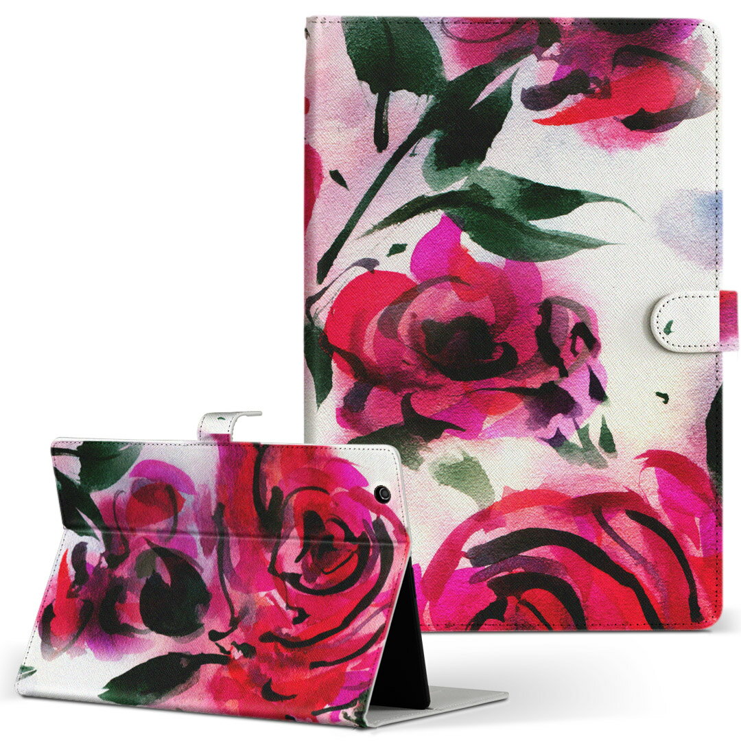 iPad 第6世代 Apple アップル iPad アイパッド ipad6 Lサイズ 手帳型 タブレットケース カバー レザー フリップ ダイアリー 二つ折り 革 011132 花　バラ　ピンク