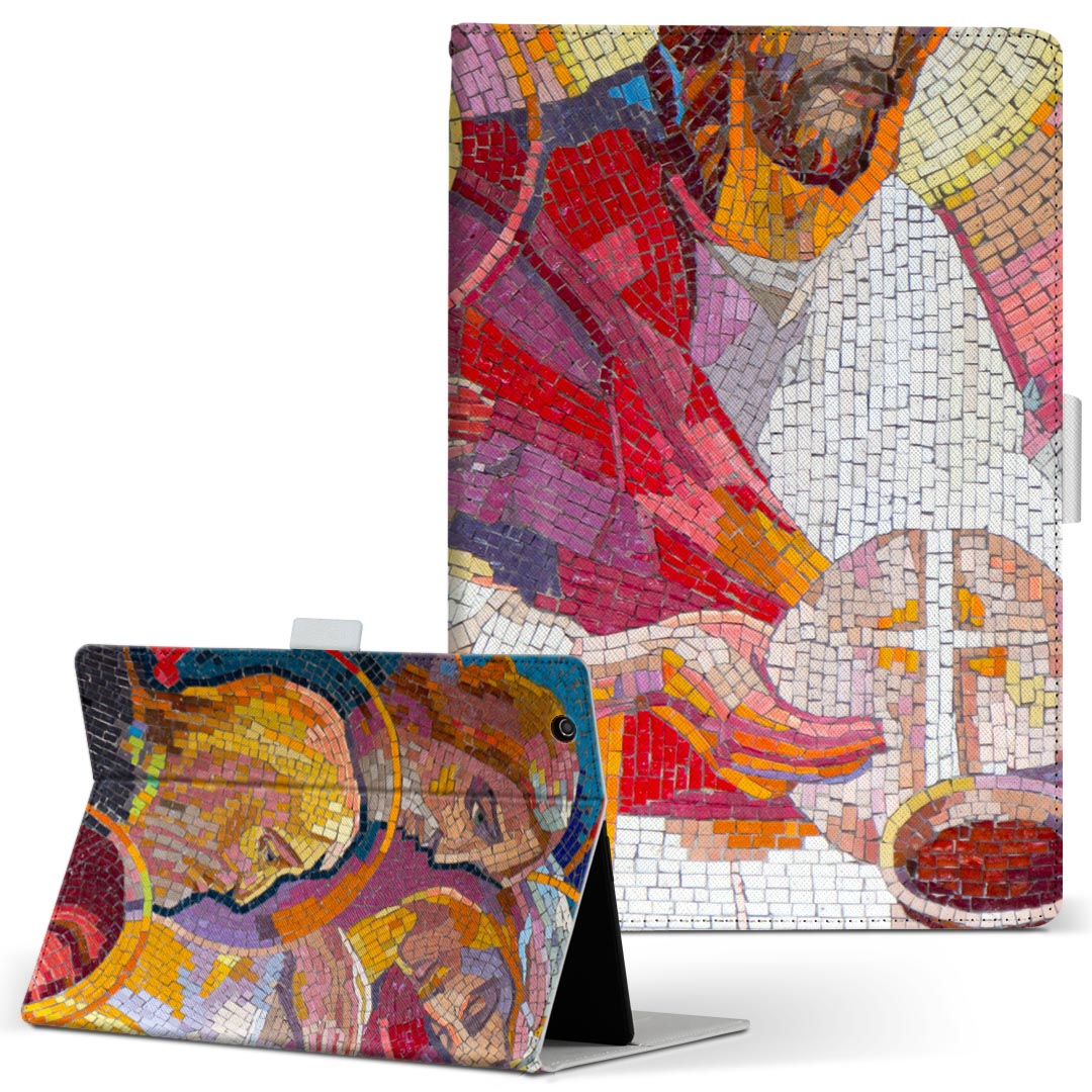 商品特徴・高品質な人工革に継ぎ目のないシームレスな全面デザイン。・業務用の特殊印刷機を使用した高精細プリント。さらにUV加工を施しダメージに強い仕上がり。・動画などの視聴に便利なスタンド機能。・内側に便利なカードスロット＆ロングポケット。・マグネットフリップ機能で開け閉めカンタン。・内側の粘着部に直接端末を貼り付けるだけの簡単装着。繰り返しの付け外しもOK。注意事項商品画像はサンプルイメージですので、お使いのモニターやスマホの液晶によっては多少色味に違いを感じる場合があります。またこちらは白い無地の人工革にデザインをプリントした商品です。商品によっては凹凸や光沢、デコなどの加工があるように見えたり、布地や金属を素材にしたように見える商品もありますが、これらはデザインの図版によるものです。イメージと違った、モニターと色味が異なるなどの理由による交換や返金はご対応できかねます。当店では複数サイズ用意している素材カバーからご注文の機種に一番近いサイズでご用意していますが、お使いのタブレットによっては端末とカバーの間に多少の余白が生じます。ご注文の前に、商品ページに掲載のカバーサイズとお手持ちの端末のサイズを比較・確認してください。こちらはレザーカバー内面の接着部にタブレット端末を直接貼り付けてお使い頂く商品です。レザーカバーのみの販売で、タブレット端末やハードケースは付属しません。ケースを装着したままのスタンド（クレードル）充電やワイヤレス充電（置くだけ充電）は対応していません。商品完成後すぐに発送していますため、印刷・UV加工独特の匂いが残る場合があります。お使い頂くうちに匂いは消えますが、気になる場合は風通しの良い場所に数日置いてください。ご注文後に1点1点制作する受注生産品のため、不良品以外のご返品や交換は固くお断り致します。サイズの選択間違いも保証対象外となりますため、ご注文の際は必ずお使いの端末とご注文のサイズをご確認下さい。発送について迅速な発送のためご入金確認のメールは控えております。発送予定日が分かり次第ご連絡を差し上げますので、こちらを入金確認に替えさせて頂きます。基本的には決済確認後、3〜10営業日前後での発送となります。繁忙期や休業日明けの場合はさらに時間がかかる場合があります。メール便の場合、到着までに2〜4日ほどかかる場合が多く、紛失などの保障もご対応できかねますのでご了承の上お選び下さい。