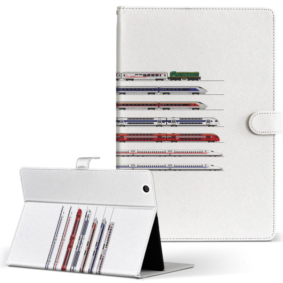 dtab d-52c 用 タブレットケース docomo ドコモ Mサイズ 手帳型 タブレットケース カバー 全機種対応有り レザー フリップ ダイアリー 二つ折り 革 薄型 軽量 017520 電車　路線　train