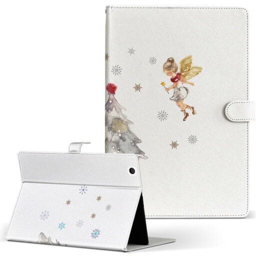 KYT32 Qua tab QZ8 用 タブレット ケース quatabqz8 Mサイズ 手帳型 タブレットケース カバー レザー フリップ ダイアリー 二つ折り 革 017827 ツリー 雪 天使 クリスマス KYT32 Qua tab QZ8 用 タブレット ケース quatabqz8 Mサイズ 手帳型 タブレットケース カバー レザー フリップ ダイアリー 二つ折り 革 017827 ツリー 雪 天使 クリスマス