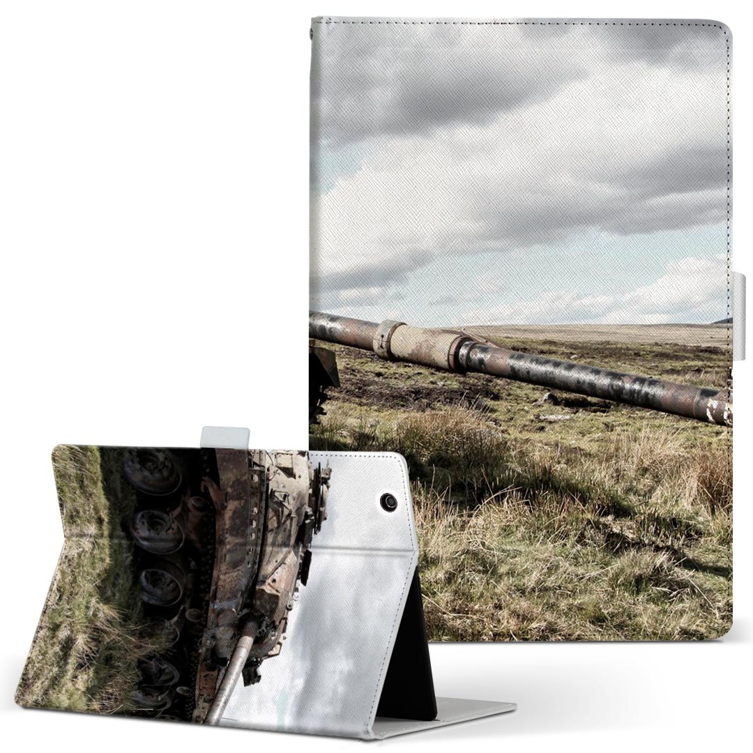 dtab d-52c 用 タブレットケース docomo ドコモ Mサイズ 手帳型 タブレットケース カバー 全機種対応有り レザー フリップ ダイアリー 二つ折り 革 薄型 軽量 018352 戦車 写真 タンク