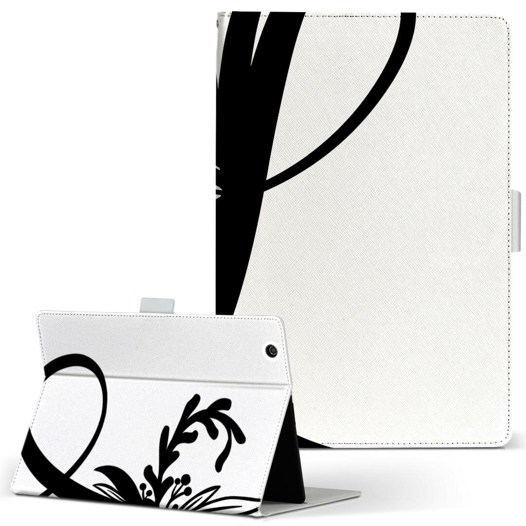 KYT32 Qua tab QZ8 用 タブレット ケース quatabqz8 Mサイズ 手帳型 タブレットケース カバー レザー フリップ ダイアリー 二つ折り 革 019228 文字 l アルファベット