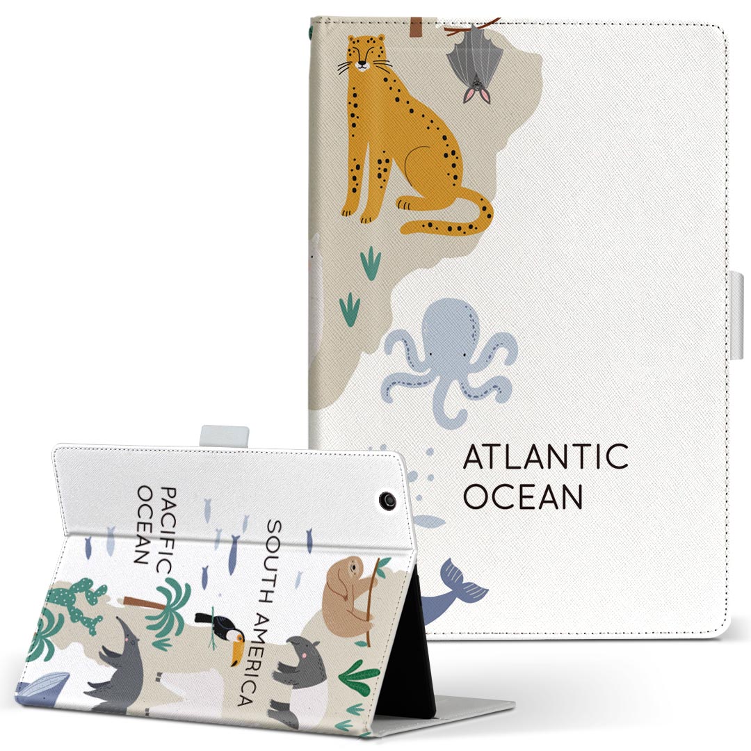 商品特徴・高品質な人工革に継ぎ目のないシームレスな全面デザイン。・業務用の特殊印刷機を使用した高精細プリント。さらにUV加工を施しダメージに強い仕上がり。・動画などの視聴に便利なスタンド機能。・内側に便利なカードスロット＆ロングポケット。・マグネットフリップ機能で開け閉めカンタン。・内側の粘着部に直接端末を貼り付けるだけの簡単装着。繰り返しの付け外しもOK。注意事項商品画像はサンプルイメージですので、お使いのモニターやスマホの液晶によっては多少色味に違いを感じる場合があります。またこちらは白い無地の人工革にデザインをプリントした商品です。商品によっては凹凸や光沢、デコなどの加工があるように見えたり、布地や金属を素材にしたように見える商品もありますが、これらはデザインの図版によるものです。イメージと違った、モニターと色味が異なるなどの理由による交換や返金はご対応できかねます。当店では複数サイズ用意している素材カバーからご注文の機種に一番近いサイズでご用意していますが、お使いのタブレットによっては端末とカバーの間に多少の余白が生じます。ご注文の前に、商品ページに掲載のカバーサイズとお手持ちの端末のサイズを比較・確認してください。こちらはレザーカバー内面の接着部にタブレット端末を直接貼り付けてお使い頂く商品です。レザーカバーのみの販売で、タブレット端末やハードケースは付属しません。ケースを装着したままのスタンド（クレードル）充電やワイヤレス充電（置くだけ充電）は対応していません。商品完成後すぐに発送していますため、印刷・UV加工独特の匂いが残る場合があります。お使い頂くうちに匂いは消えますが、気になる場合は風通しの良い場所に数日置いてください。ご注文後に1点1点制作する受注生産品のため、不良品以外のご返品や交換は固くお断り致します。サイズの選択間違いも保証対象外となりますため、ご注文の際は必ずお使いの端末とご注文のサイズをご確認下さい。発送について迅速な発送のためご入金確認のメールは控えております。発送予定日が分かり次第ご連絡を差し上げますので、こちらを入金確認に替えさせて頂きます。基本的には決済確認後、3〜10営業日前後での発送となります。繁忙期や休業日明けの場合はさらに時間がかかる場合があります。メール便の場合、到着までに2〜4日ほどかかる場合が多く、紛失などの保障もご対応できかねますのでご了承の上お選び下さい。