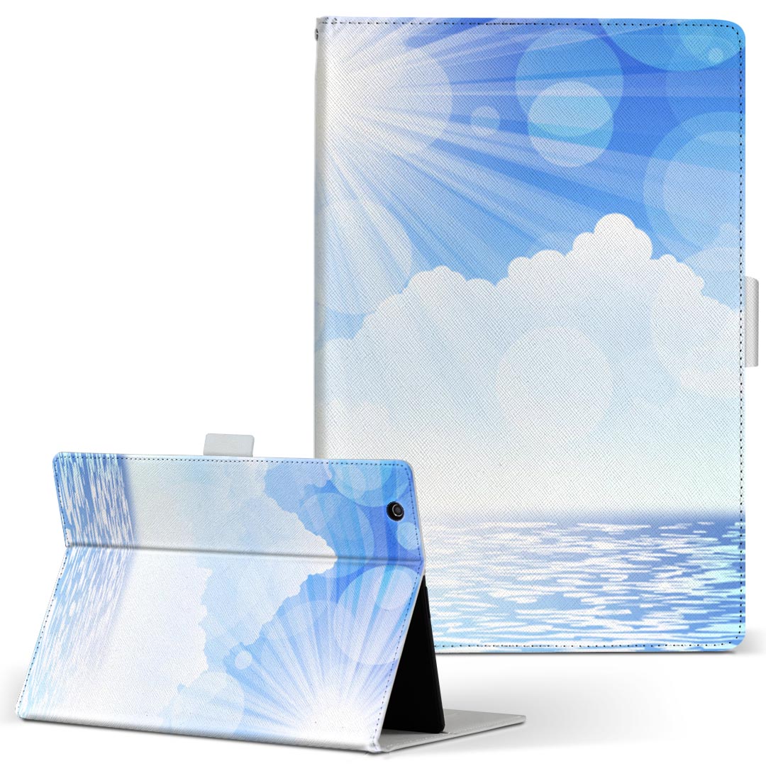 aiwa tab AB8 用 タブレット ケース JA3-TBA0801 / TBA0802 8インチ Mサイズ 手帳型 タブレットケース カバー レザー フリップ ダイアリー 二つ折り 革 001374 海　太陽　砂浜