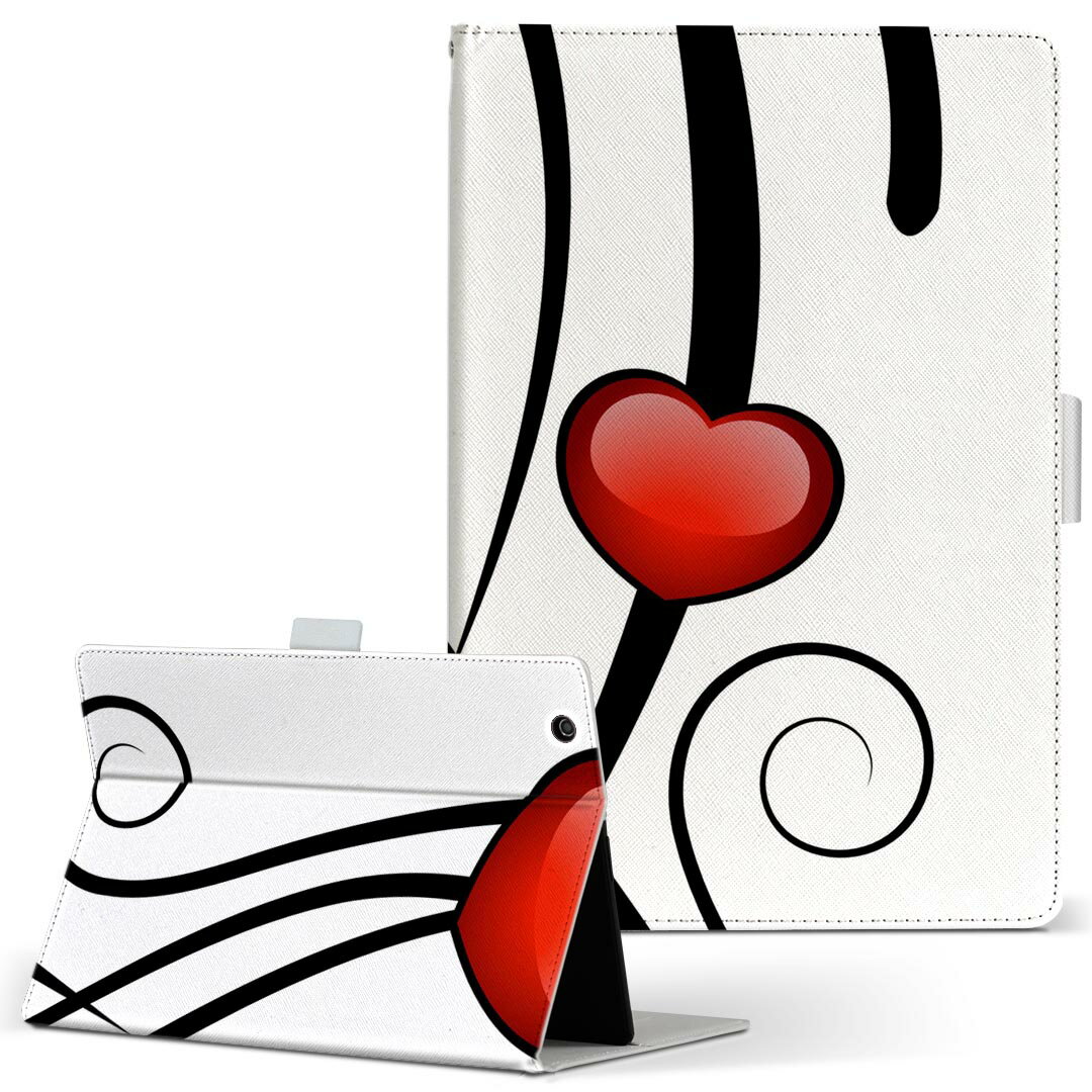 Xperia Tablet 用 タブレット ケース エクスペリアタブレット sot31 SONY ソニー Lサイズ 手帳型 タブレットケース カバー レザー フリップ ダイアリー 二つ折り 革 001570 ハート