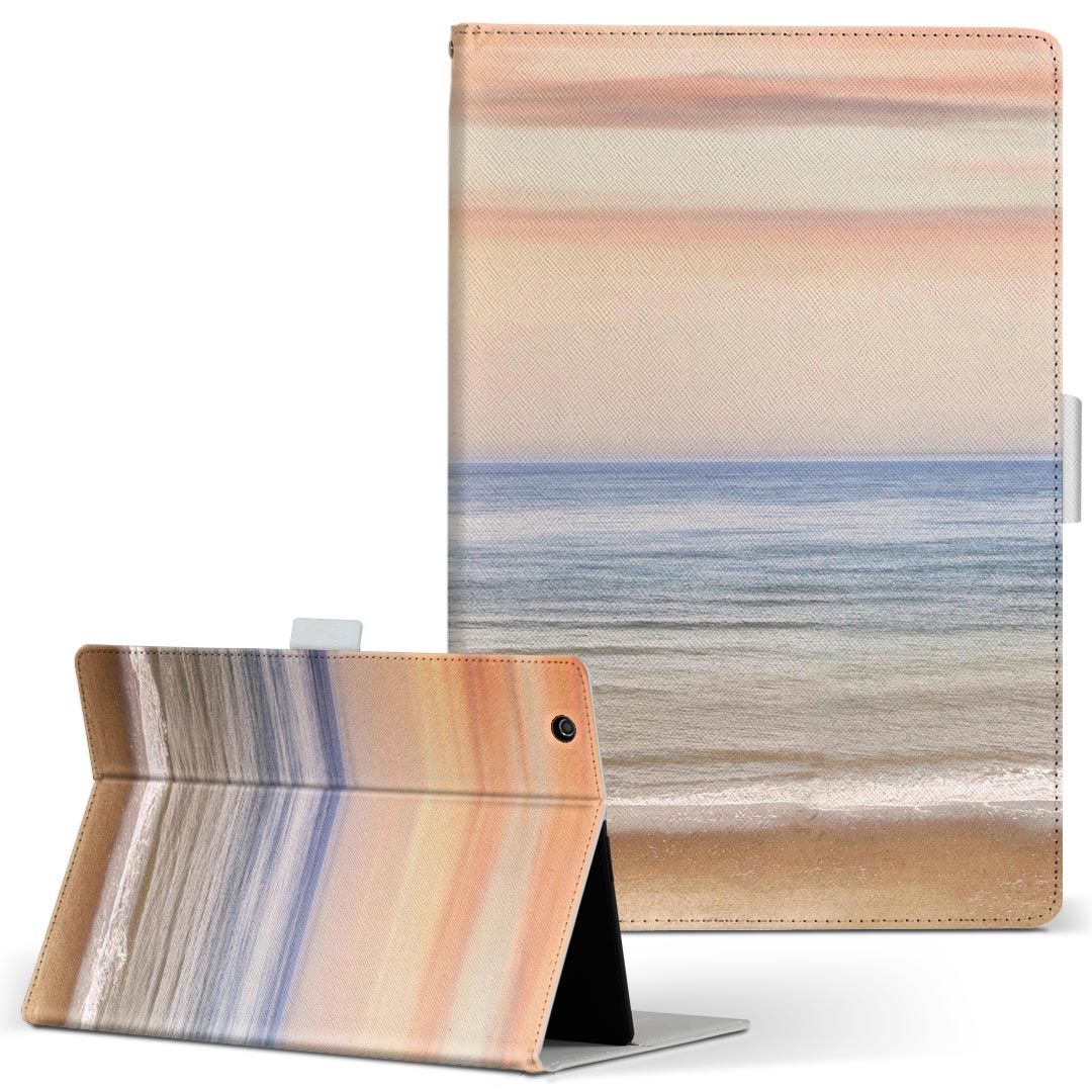 dtab Compact d-42A Lenovo docomo S size flip-style tablet case cover, compatible with all models, leather, flip, diary style, bi-fold, 022955, sunset, sea, scenery