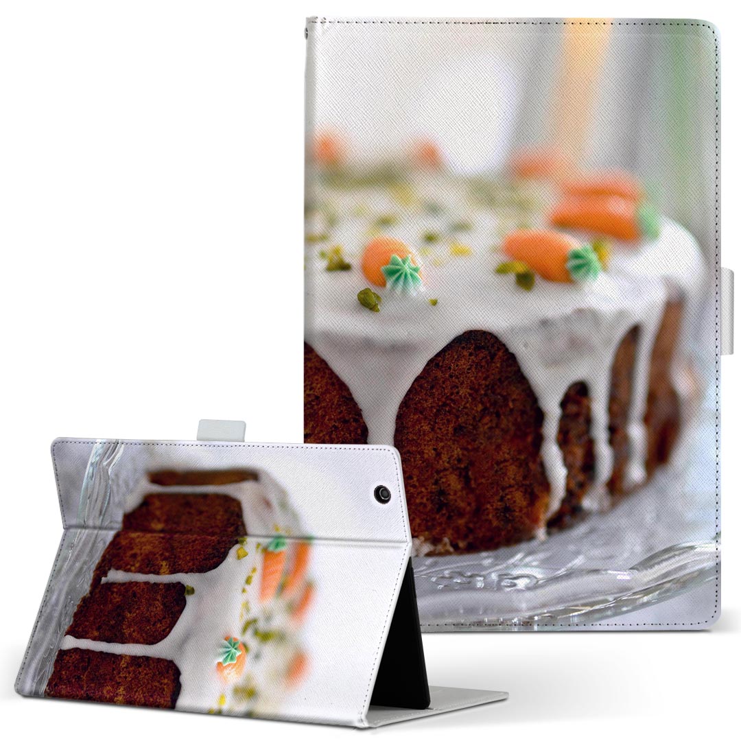 dtab d-51c 用 タブレットケース docomo ドコモ Lサイズ 手帳型 タブレットケース カバー 全機種対応有り レザー フリップ ダイアリー 二つ折り 革 023060 ケーキ 写真 食べ物
