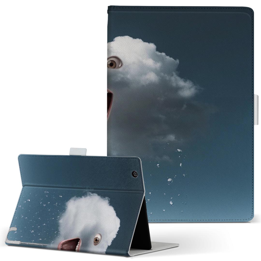 HUAWEI MatePad SE 10.4 専用 タブレットケース Lサイズ 手帳型 タブレットケース カバー 全機種対応有り レザー フリップ ダイアリー 二つ折り 革 023132 雲 雨 キャラ