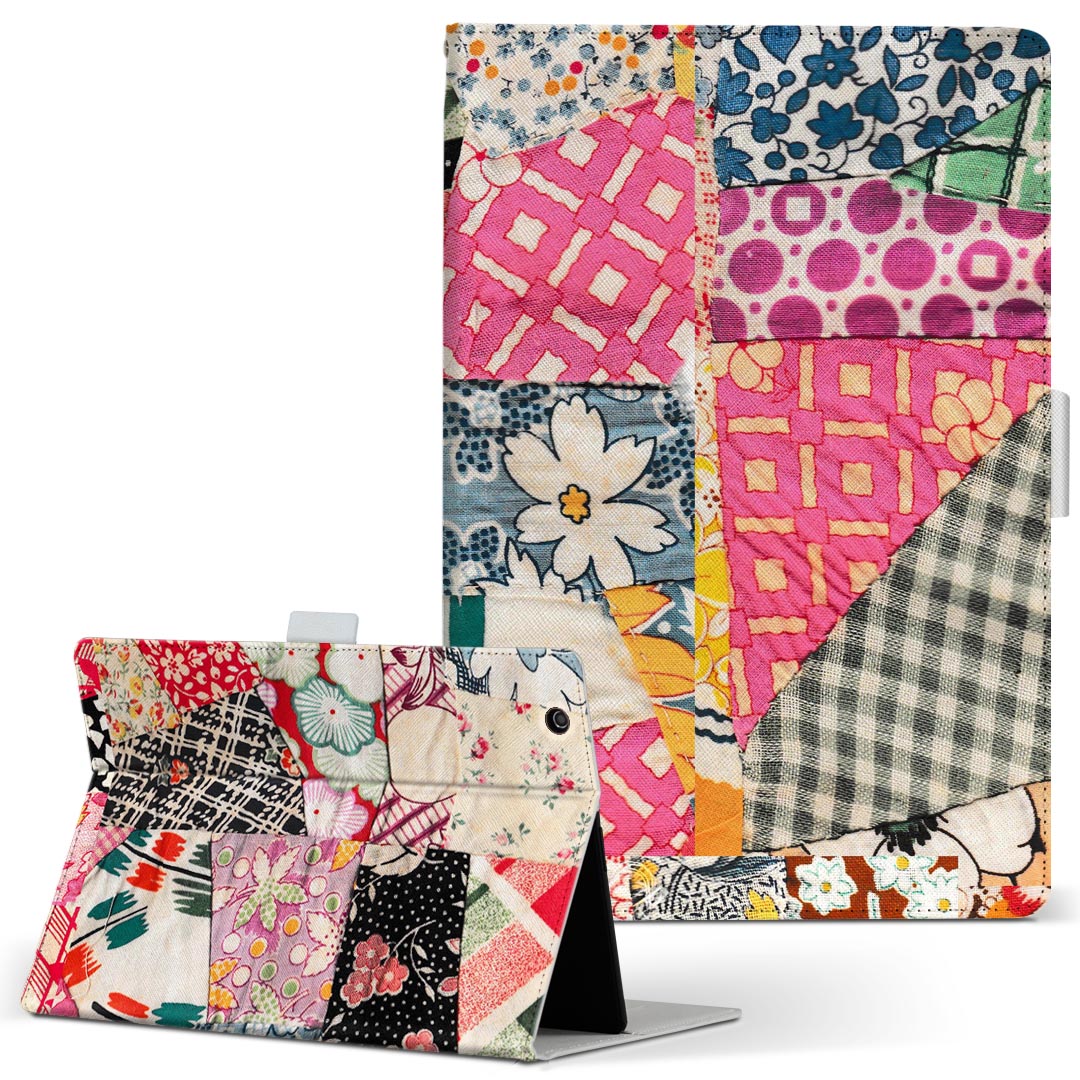 dtab d-51c 用 タブレットケース docomo ドコモ Lサイズ 手帳型 タブレットケース カバー 全機種対応有り レザー フリップ ダイアリー 二つ折り 革 023255 カラフル 模様 花