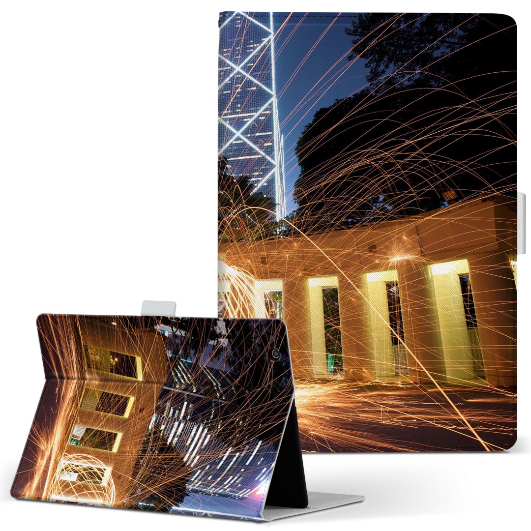 Lenovo Tab B10 HD (2nd Gen) 用 タブレットケース Lサイズ 手帳型 タブレットケース カバー 全機種対応有り レザー フリップ ダイアリー 二つ折り 革 023819 建築物　ビル