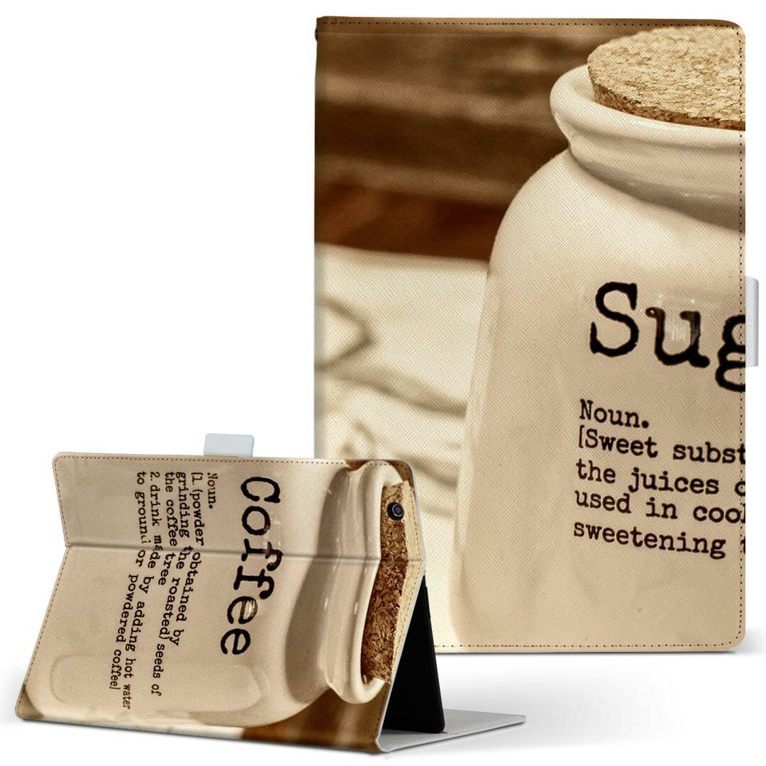 商品特徴・高品質な人工革に継ぎ目のないシームレスな全面デザイン。・業務用の特殊印刷機を使用した高精細プリント。さらにUV加工を施しダメージに強い仕上がり。・動画などの視聴に便利なスタンド機能。・内側に便利なカードスロット＆ロングポケット。・マグネットフリップ機能で開け閉めカンタン。・内側の粘着部に直接端末を貼り付けるだけの簡単装着。繰り返しの付け外しもOK。注意事項商品画像はサンプルイメージですので、お使いのモニターやスマホの液晶によっては多少色味に違いを感じる場合があります。またこちらは白い無地の人工革にデザインをプリントした商品です。商品によっては凹凸や光沢、デコなどの加工があるように見えたり、布地や金属を素材にしたように見える商品もありますが、これらはデザインの図版によるものです。イメージと違った、モニターと色味が異なるなどの理由による交換や返金はご対応できかねます。当店では複数サイズ用意している素材カバーからご注文の機種に一番近いサイズでご用意していますが、お使いのタブレットによっては端末とカバーの間に多少の余白が生じます。ご注文の前に、商品ページに掲載のカバーサイズとお手持ちの端末のサイズを比較・確認してください。こちらはレザーカバー内面の接着部にタブレット端末を直接貼り付けてお使い頂く商品です。レザーカバーのみの販売で、タブレット端末やハードケースは付属しません。ケースを装着したままのスタンド（クレードル）充電やワイヤレス充電（置くだけ充電）は対応していません。商品完成後すぐに発送していますため、印刷・UV加工独特の匂いが残る場合があります。お使い頂くうちに匂いは消えますが、気になる場合は風通しの良い場所に数日置いてください。ご注文後に1点1点制作する受注生産品のため、不良品以外のご返品や交換は固くお断り致します。サイズの選択間違いも保証対象外となりますため、ご注文の際は必ずお使いの端末とご注文のサイズをご確認下さい。発送について迅速な発送のためご入金確認のメールは控えております。発送予定日が分かり次第ご連絡を差し上げますので、こちらを入金確認に替えさせて頂きます。基本的には決済確認後、3〜10営業日前後での発送となります。繁忙期や休業日明けの場合はさらに時間がかかる場合があります。メール便の場合、到着までに2〜4日ほどかかる場合が多く、紛失などの保障もご対応できかねますのでご了承の上お選び下さい。