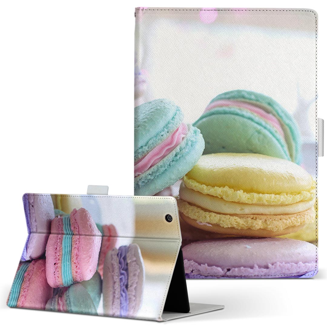 aiwa tab AB8 用 タブレット ケース JA3-TBA0801 / TBA0802 8インチ Mサイズ 手帳型 タブレットケース カバー レザー フリップ ダイアリー 二つ折り 革 025843 スイーツ マカロン カラフル パステルカラー