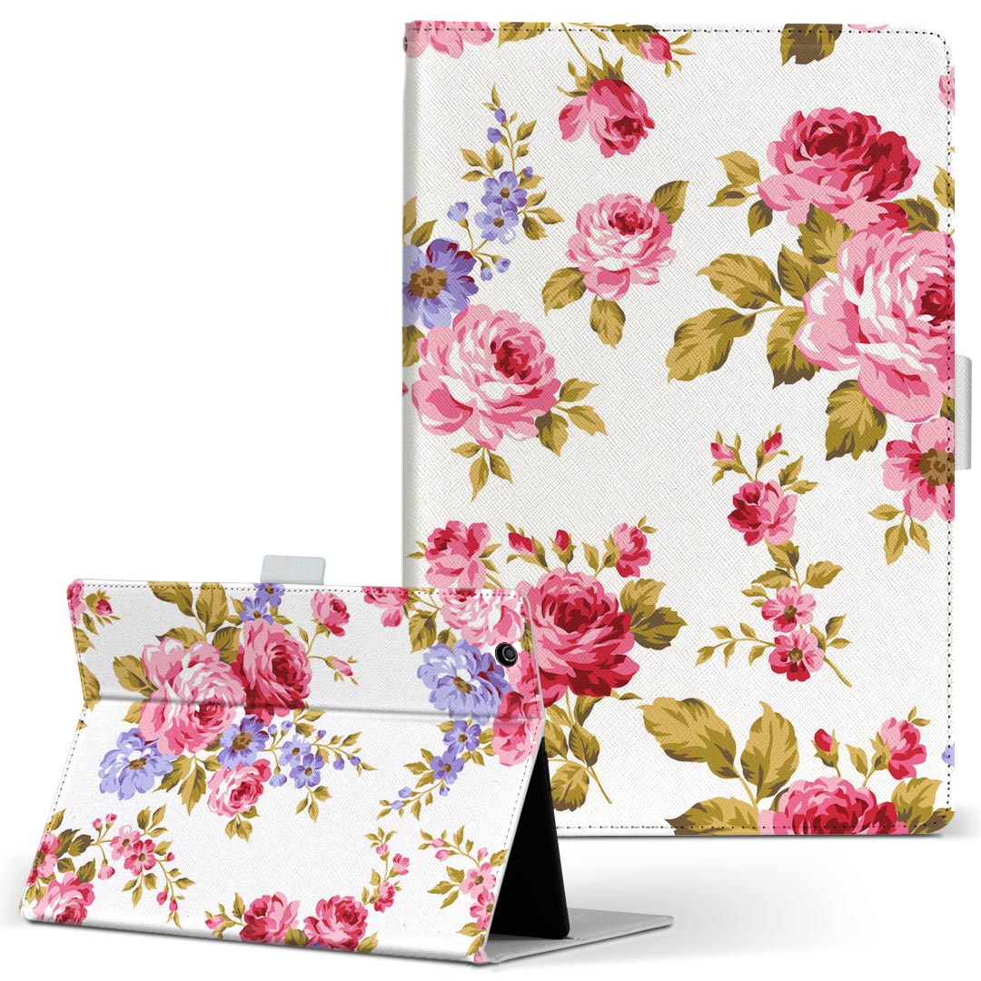iPad Air Apple アップル iPad アイパッド ipadair Lサイズ 手帳型 タブレットケース カバー 全機種対応有り レザー フリップ ダイアリー 二つ折り 革 008837 花　　ピンク　薔薇