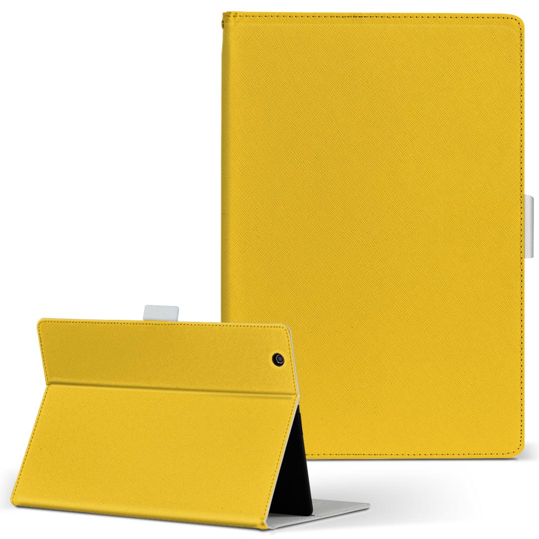 HUAWEI MatePad SE 10.4 専用 タブレットケース Lサイズ 手帳型 タブレットケース カバー 全機種対応有り レザー フリップ ダイアリー 二つ折り 革 008967 シンプル　無地　黄色