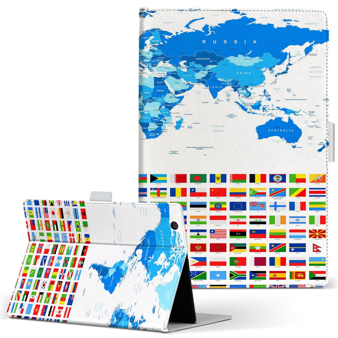 iPad mini 4 用 タブレット ケース Apple ipadmini4 Mサイズ 手帳型 タブレットケース カバー レザー フリップ ダイアリー 二つ折り 革 012898 国旗　地図　世界