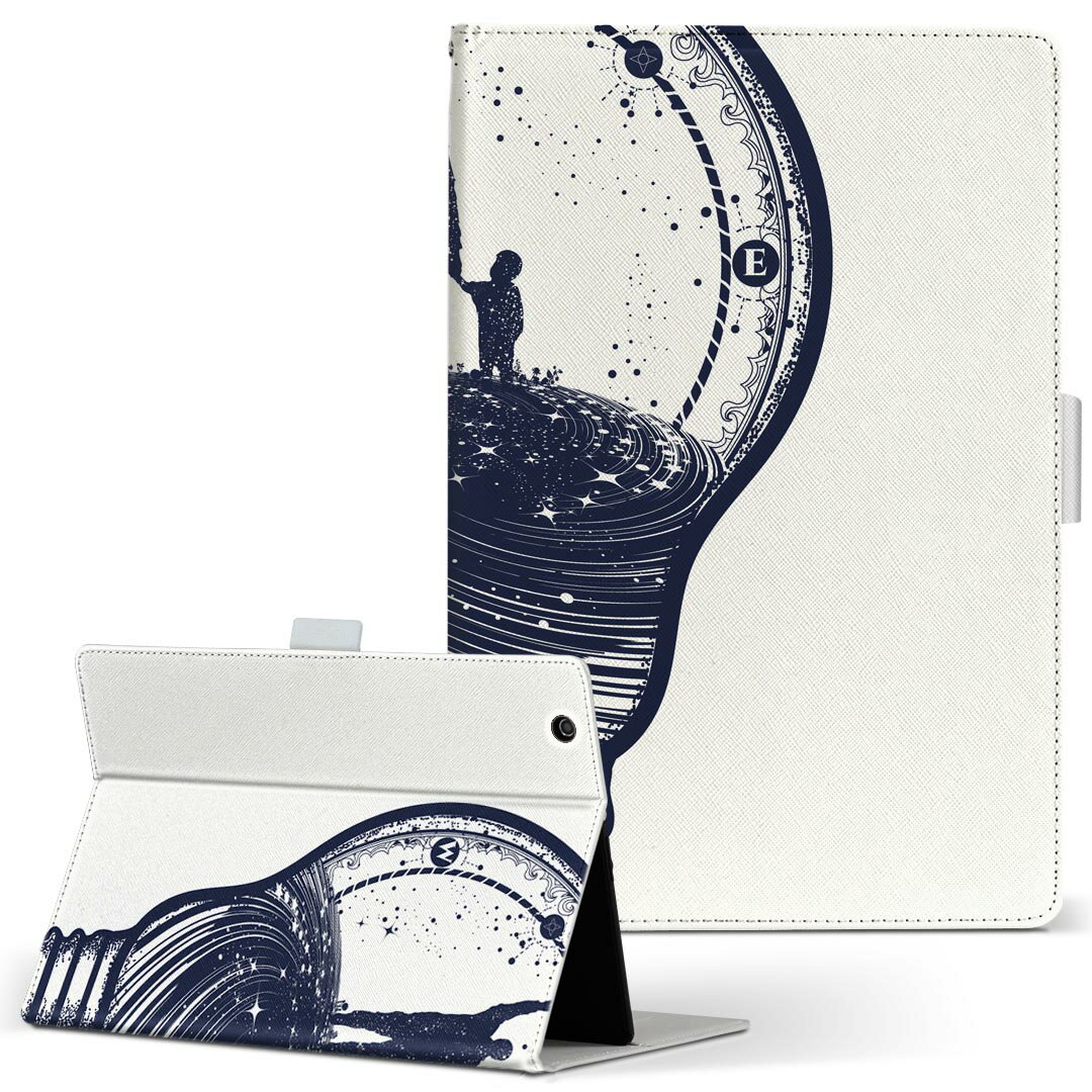 Xperia Tablet 用 タブレット ケース エクスペリアタブレット sot31 SONY ソニー Lサイズ 手帳型 タブレットケース カバー レザー フリップ ダイアリー 二つ折り 革 015520 電球　人間　モノクロ