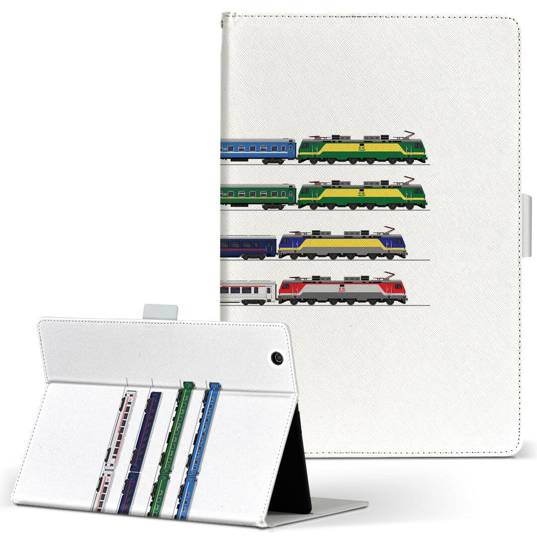 aiwa tab AB8 用 タブレット ケース JA3-TBA0801 / TBA0802 8インチ Mサイズ 手帳型 タブレットケース カバー レザー フリップ ダイアリー 二つ折り 革 017521 電車 路線 train