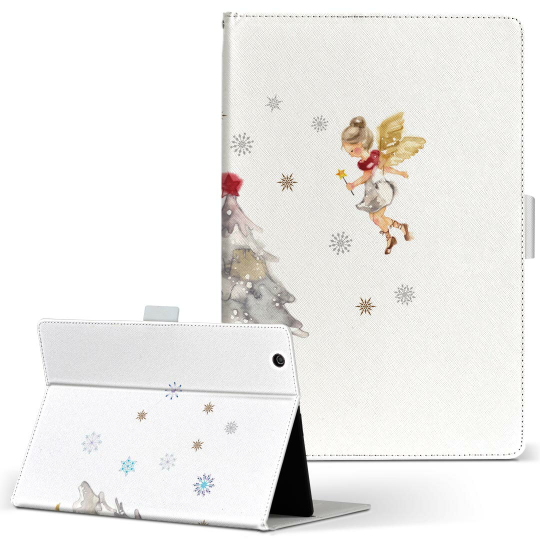 iPad Air 2 用 タブレット ケース Apple iPad アイパッド ipadair2 Lサイズ 手帳型 タブレットケース カバー レザー フリップ ダイアリー 二つ折り 革 017827 ツリー　雪　天使　クリスマス