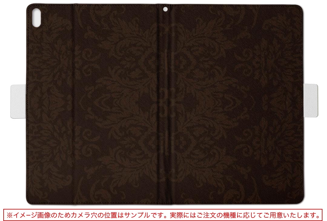 Huawei dtab d-01K ファーウェイ d01k Lサイズ 手帳型 タブレットケース カバー 全機種対応有り レザー フリップ ダイアリー 二つ折り 革 000411 ペイズリー　ダマスク　花